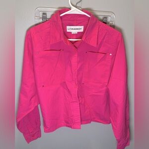 L.F. Markey Women's Lennox Button Up Cropped Shirt Fuchsia Size 6‎